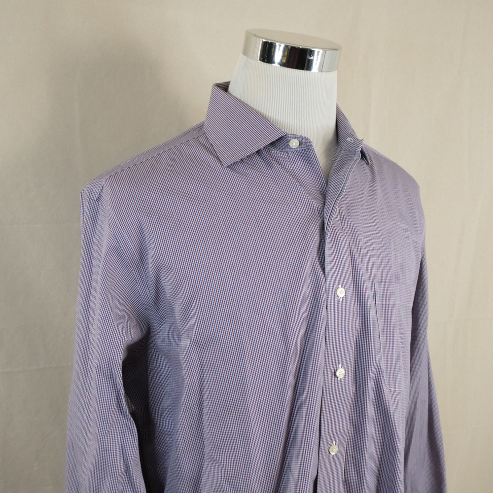 Brooks Brothers 16.5 34 Regent Dress Shirt Red White Blue Check Non-Iron Mens